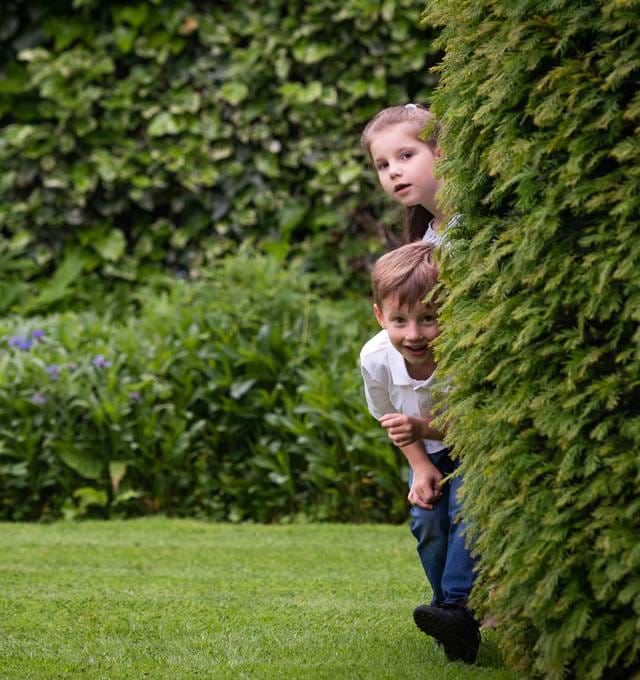 Children playing at the outdoor gardens