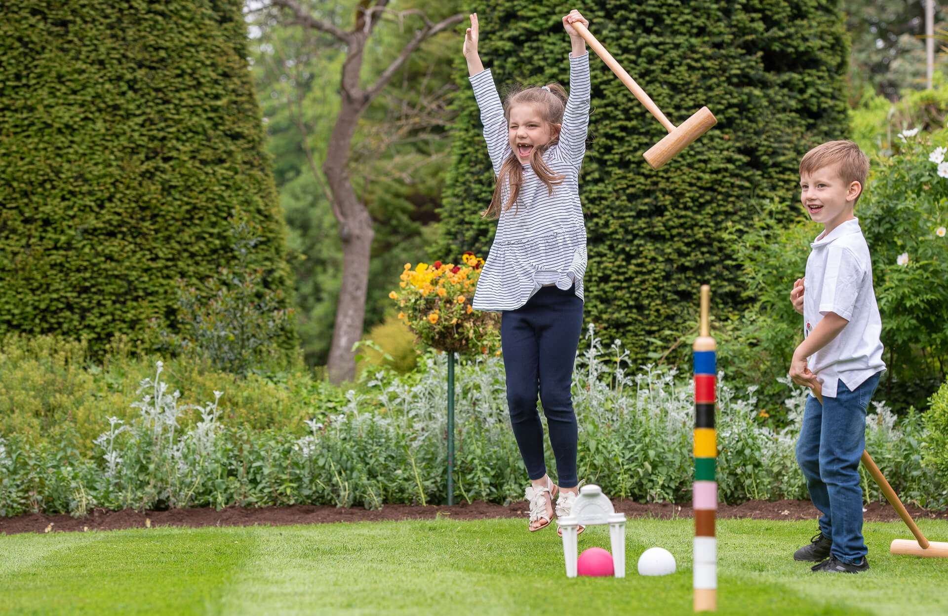 Children Playing Croquet at the garden At The Lygon Arms