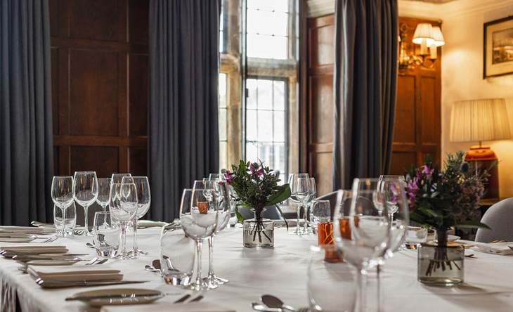 Meeting and Events room styled for a private dinner